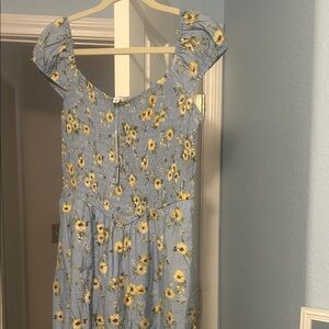 Blue Sunflower Smocked short Dress
